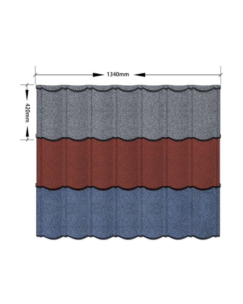 1340mm x 420mm Taş Kaplı Metal kiremit Zin Geleneksel Bond kiremit Topluluklar için